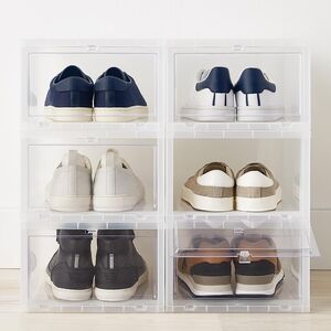 Clear Stackable Shoe Storage Boxes (Set of 6) - Transparent